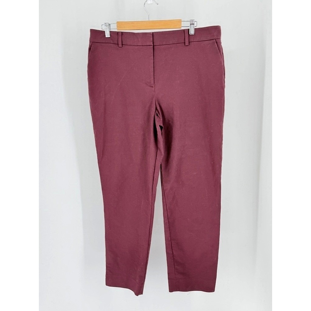 Boden Richmond 7/8 Trousers Burgundy Stretch Cotton Slim Leg Pants Office Preppy